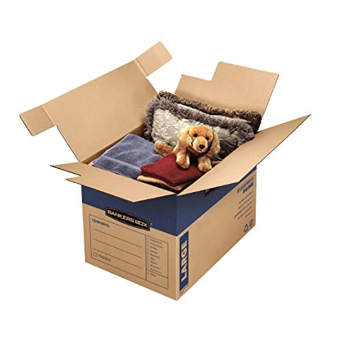 Modern Bankers Box Large Prime Moving Box 6 Pack, Reinforced Handles, Essentials