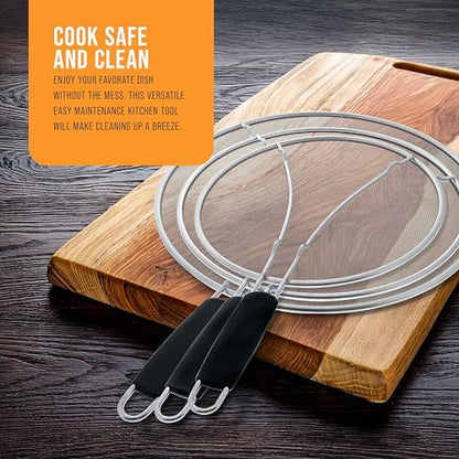 U.S. Kitchen Supply 3-Piece Stainless Steel Splatter Guard Kit