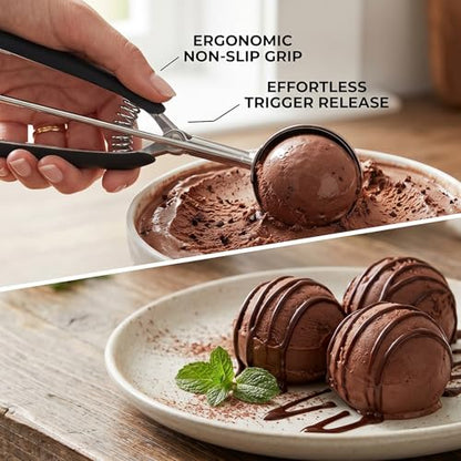 Minimalist Ice Cream Scoop, 18/8 Stainless Steel Cookie Scoop, Cookie