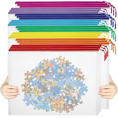 24pcs Mesh Zipper Pouch File Bags Puzzle Storage Bags, A3 Set
